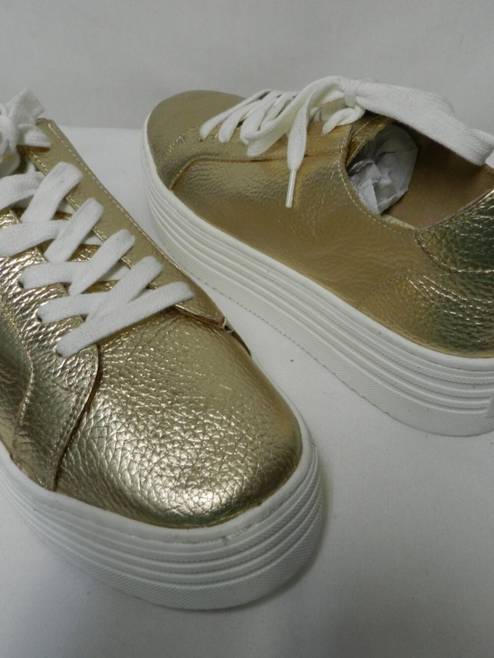 Crown Vintage Gamina gold Leather Platform sneakers tennis shoes Casual Size 8 - Picture 12 of 14